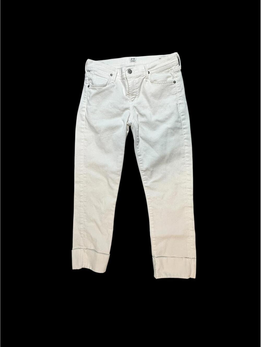 White Cropped Citizens of Humanity Skinny Jeans with Cuff